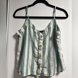 Abercrombie & Fitch Green and Cream Striped Camisole